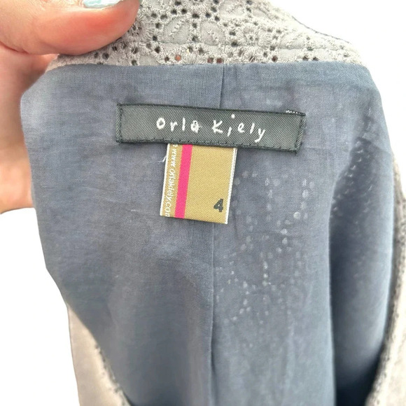 Orla Kiely Gray Eyelet Lace Two Piece Skirt Suit Set Size 4 - Picture 7 of 12